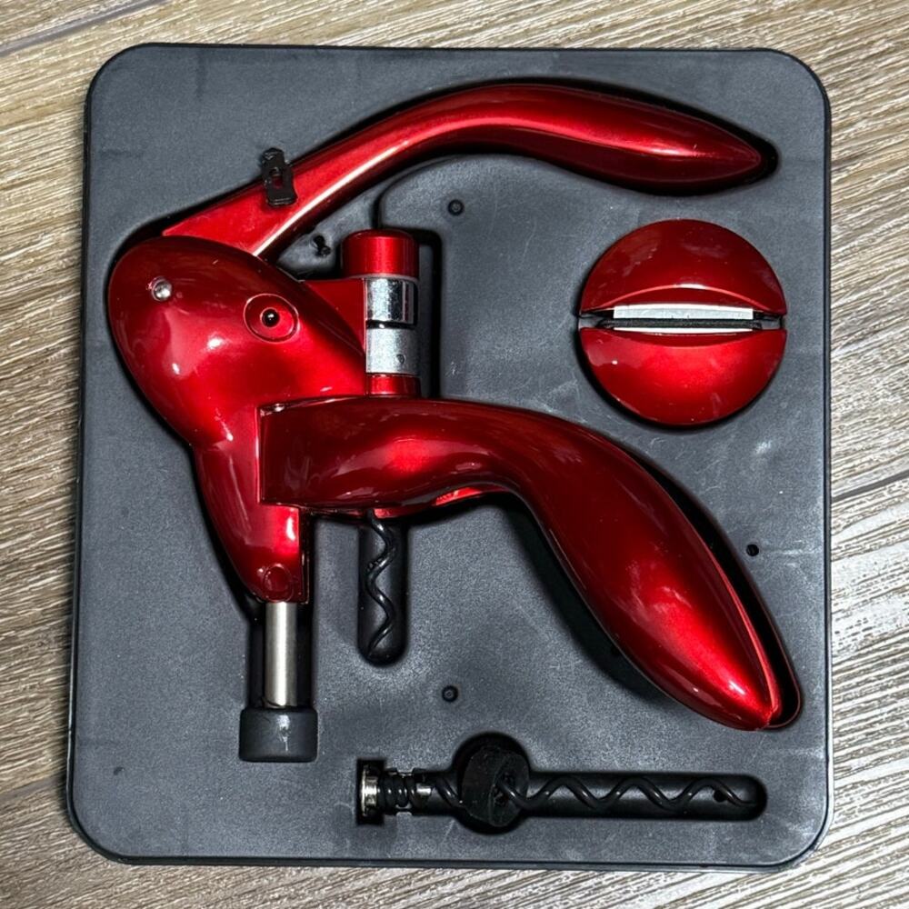 Metrokane Houdini Metal Lever Corkscrew Foil Cutter Spiral‎ Wine Bottle Opener